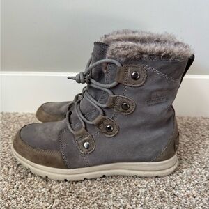 Women's Sorel Joan Explorer Waterproof Gray Boots Size 8